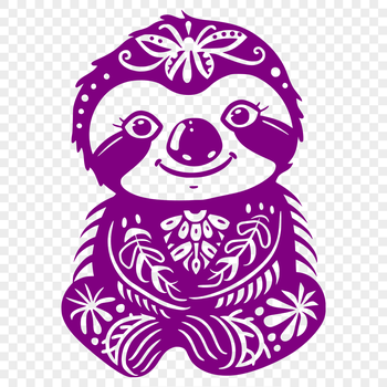 A full-body illustration of an ornate sloth in vector format.