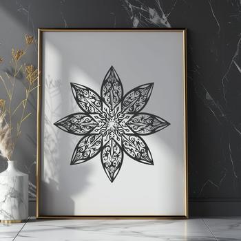 Ornate star illustration suitable for Christmas designs and xmas crafts.