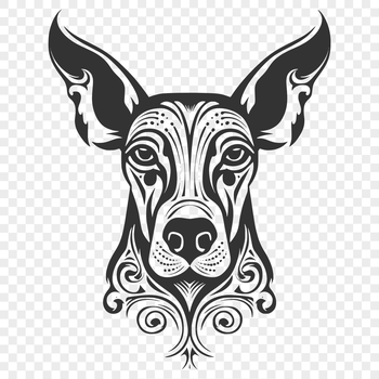 An SVG vector art representation of a Doberman Pinscher dog breed's head.