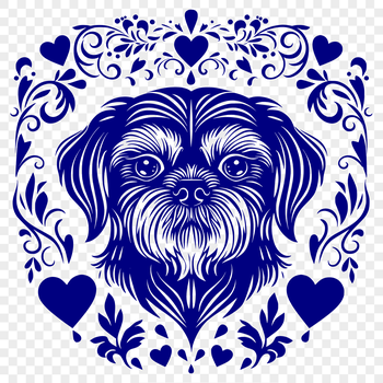 A vector illustration of a Shih Tzu dog's head with ornate features.
