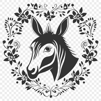 A detailed illustration of a donkey's head with an ornate design, suitable for vector art and cutting machine projects.