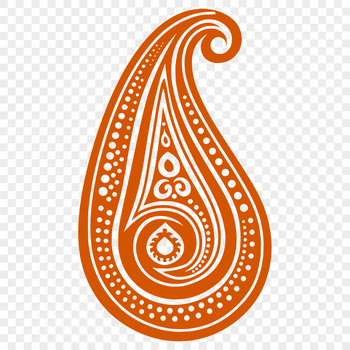 A stylized ornate paisley shape with intricate details, suitable for use in vector design.