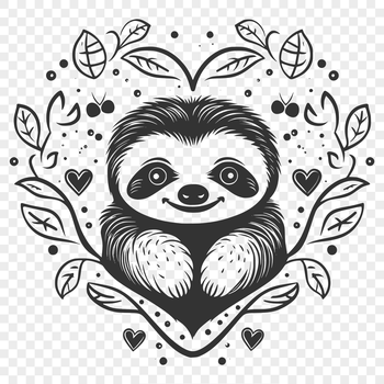 A colorful sloth with ornate floral patterns on its head.