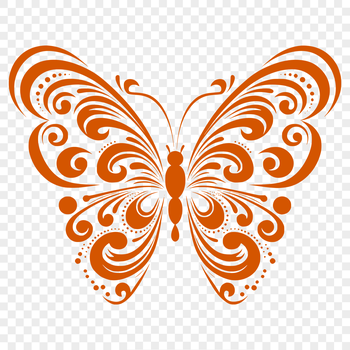 A detailed, full-body illustration of a colorful butterfly in flight.