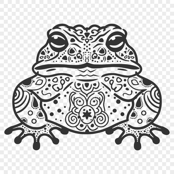 Illustrative toad figure with ornate details, suitable for vector design projects.