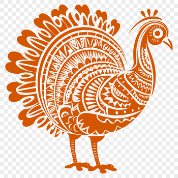 A colorful illustration of a turkey in full body, suitable for various uses including farm and Christmas themes.