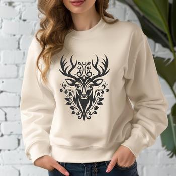 A vector design of a deer's head featuring ornate details.