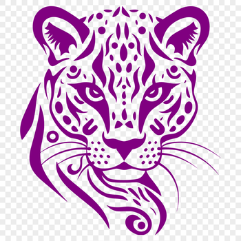 A close-up illustration of an ocelot's head, showcasing its distinctive features.