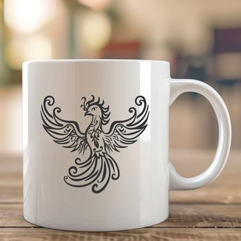 A detailed illustration of a mythical phoenix in full-body form, suitable for vector design and commercial or personal use.