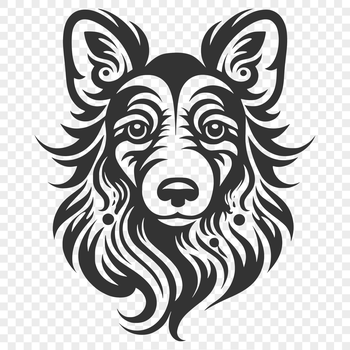A high-quality digital illustration of a Shetland sheepdog's head.