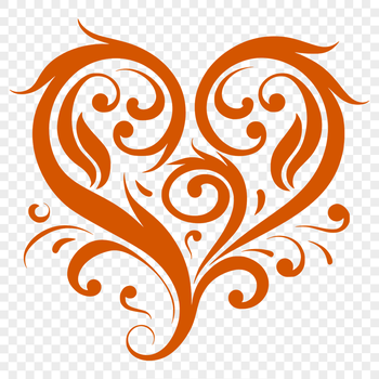 A stylized heart shape with ornate details, ideal for digital art projects.