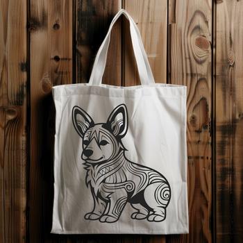 A detailed illustration of a standing Welsh Corgi, suitable for vector art projects.