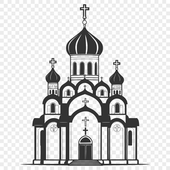 Orthodox church building with traditional onion domes and Byzantine architectural features.
