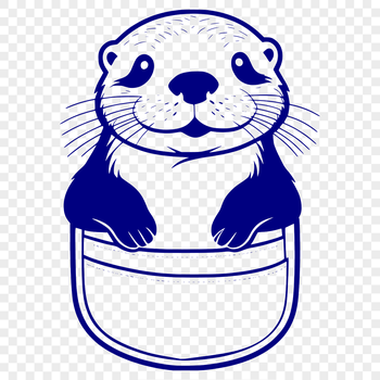 A close-up illustration of a curious otter peeking out from its underwater pocket.