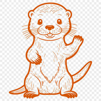 A digital illustration of a North American river otter in a natural environment, suitable for use as clip art.
