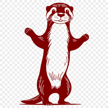 Close-up illustration of a playful otter in a naturalistic setting.