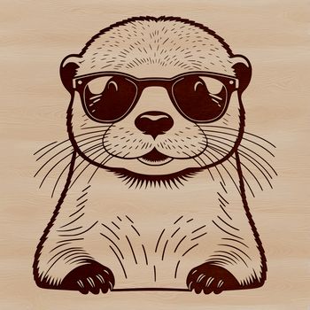 An SVG illustration of a wild otter in its natural habitat.
