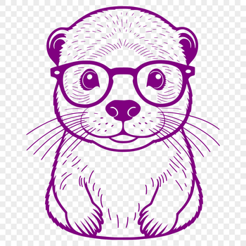 Illustrated otter design featuring a sleek aquatic mammal with a playful expression.