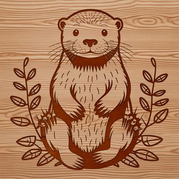 Illustration of a wild otter in a natural setting.