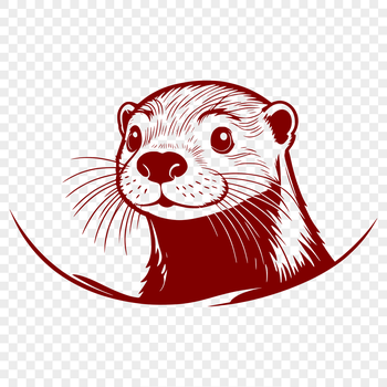 A digital illustration of a peeking otter in vector format.