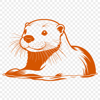 A detailed illustration of a river otter swimming in the water.