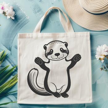 A digital illustration of a playful otter, suitable for use in various graphic design applications.
