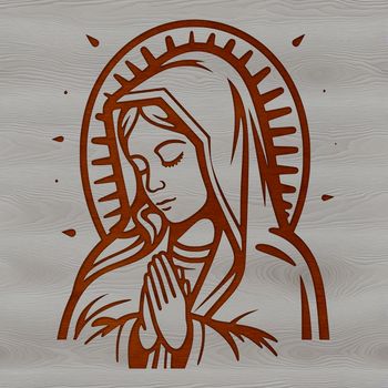 Ornate depiction of the Virgin Mary in religious art.