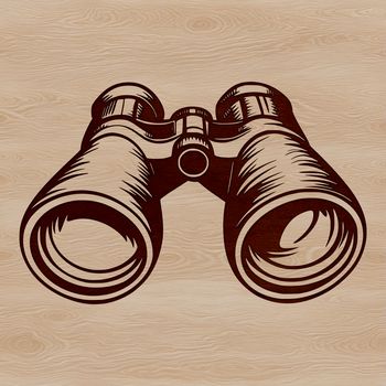 Vector illustration of binoculars used in outdoor activities like camping.