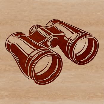 A pair of binoculars made from vector lines and shapes, ideal for outdoor activities like camping.
