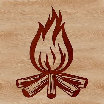 Illustrated campfire flames surrounded by outdoor elements, suitable for vector designs and cutting machine templates.