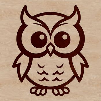 A simple line drawing of an owl, suitable for vector art and cutting machine projects.