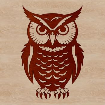 A detailed illustration of an owl perched on a branch, rendered in high-quality vector graphics.