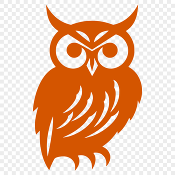 A detailed illustration of a perched owl from head to talons, depicted in a lifelike style.