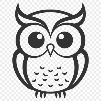 A simple line drawing of an owl with a full body, depicted in a cute and endearing way.