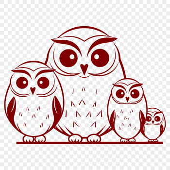 A close-up illustration of a cute owl's face with round eyes and a soft expression.