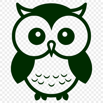 A simple line drawing of a full-body owl, depicted in a cute and endearing style.