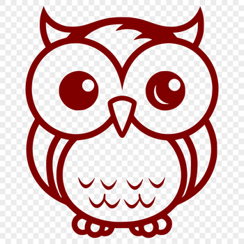 A simple line drawing of a cute owl in full body view.