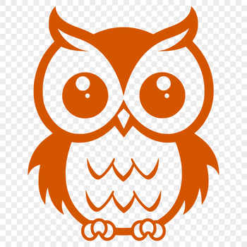 A detailed illustration of a large owl with feathers and wings spread out.