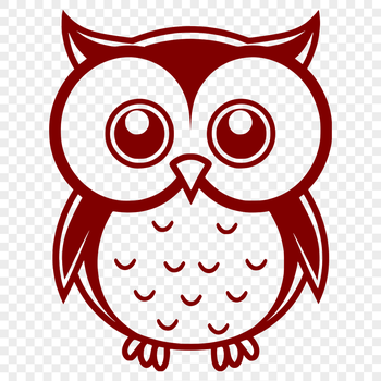 A full-body illustration of a small owl with big round eyes and soft feathers.