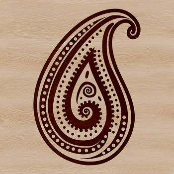A traditional ornate paisley shape design with intricate details.