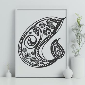 A stylized ornate paisley shape, suitable for use as a vector design element in various formats such as SVG, PDF, and DXF.