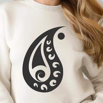 Detailed paisley embellishment in SVG format suitable for commercial and personal use.