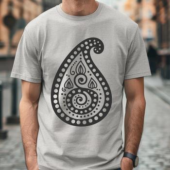 Detailed geometric shape design featuring a classic paisley motif.