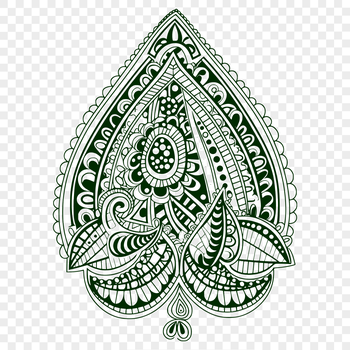 A stylized paisley shape with ornate details, suitable for vector art and cutting machine designs.