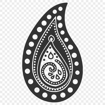 A stylized, ornate paisley shape with intricate details, suitable for vector design and commercial or personal use.