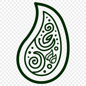 A simple line drawing of an ornate paisley shape, suitable for vector design.