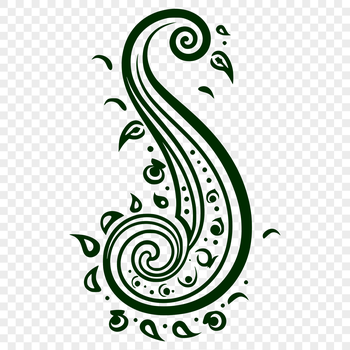 A stylized ornate shape resembling the classic paisley motif.