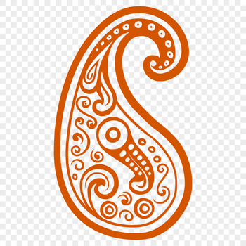 A traditional ornate paisley design featuring intricate shapes.