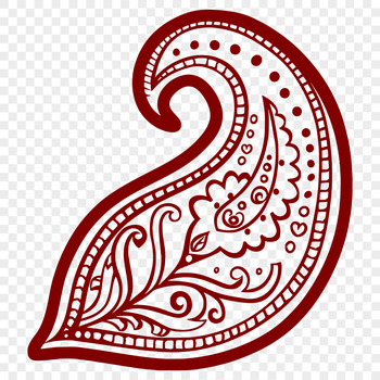 A stylized paisley shape with intricate details, suitable for clip art designs.