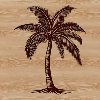 Single stem palm tree graphic with intricate leaf details, suitable for various design applications.